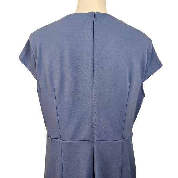 Grace Karin Womens XL Blue Midi Dress Tie Waist & V-Neck Stylish Slit Elegant - Picture 6 of 12